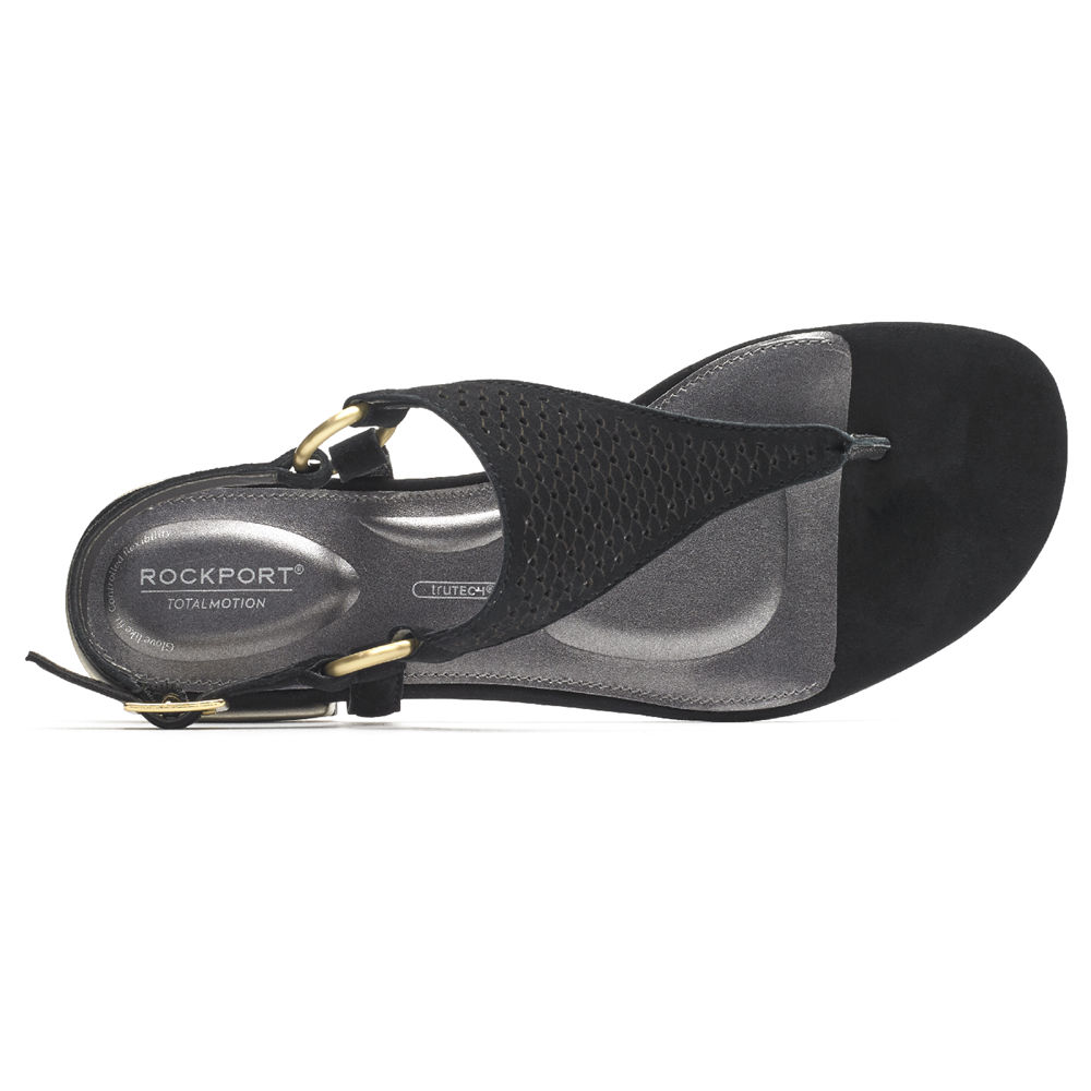 Rockport Sandals For Womens Black - Total Motion Zosia Thong - WJ7396051